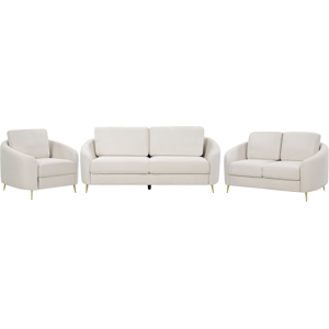 Beliani Living Room Set 6 Seater TROSA Fabric Light Beige Beliani Living Room Set 6 Seater TROSA Fabric Light Beige