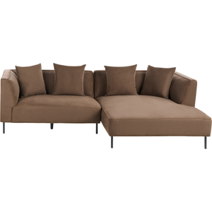 Beliani Corner Sofa 3 Seater SATER Fabric Brown Left Hand Beliani Corner Sofa 3 Seater SATER Fabric Brown Left Hand