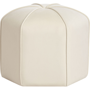 Beliani Wishek Velvet Beige Round Pouf - Pouf Beliani Wishek Velvet Beige Round Pouf - Pouf