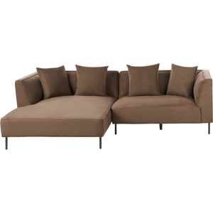 Beliani Corner Sofa 3 Seater SATER Fabric Brown Right Hand Beliani Corner Sofa 3 Seater SATER Fabric Brown Right Hand