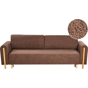 Beliani Sofa Bed 3 Seater KVAM Boucle Brown with Storage Beliani Sofa Bed 3 Seater KVAM Boucle Brown with Storage