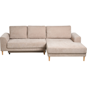 Beliani Corner Sofa Bed 3 Seater NUBORG Chenille Light Brown Left Hand Beliani Corner Sofa Bed 3 Seater NUBORG Chenille Light Brown Left Hand