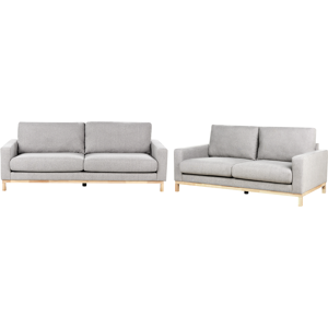 Beliani Sofa Set - Modern Gray 5-Seater with Wooden Legs Beliani Sofa Set - Modern Gray 5-Seater with Wooden Legs