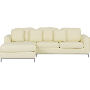 Beliani OSLO Beige Leather Corner Sofa - Corner Sofa Beliani OSLO Beige Leather Corner Sofa - Corner Sofa