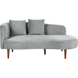 Beliani Chaise Lounge Light Grey Velvet Polyester Upholstery Left Hand - Living Room Furniture Beliani Chaise Lounge Light Grey Velvet Polyester Upholstery Left Hand - Living Room Furniture