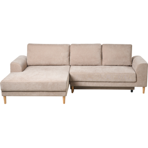 Beliani Corner Sofa Bed 3 Seater NUBORG Chenille Light Brown Right Hand Beliani Corner Sofa Bed 3 Seater NUBORG Chenille Light Brown Right Hand