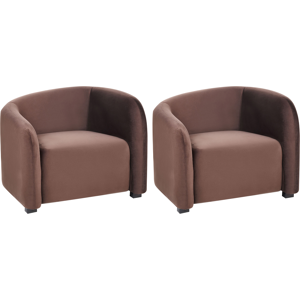Beliani Set of 2 Armchairs VELTADA Velvet Dark Brown Beliani Set of 2 Armchairs VELTADA Velvet Dark Brown
