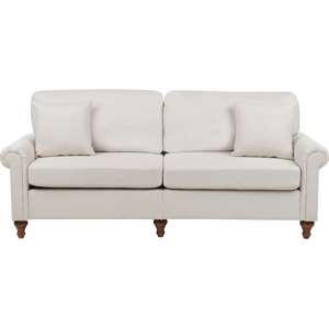 Beliani 3 Seater Sofa Sand Beige Fabric Upholstery - Sofa Beliani 3 Seater Sofa Sand Beige Fabric Upholstery - Sofa