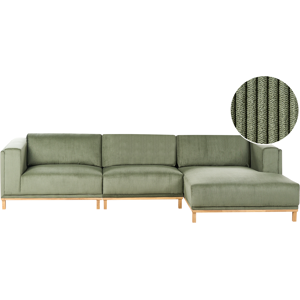 Beliani Corner Sofa 5 Seater VENG Corduroy Green Left Hand Beliani Corner Sofa 5 Seater VENG Corduroy Green Left Hand