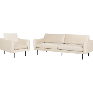 Beliani Living Room Set Light Beige Velvet Fabric - Modern Retro Style Living Room Furniture Beliani Living Room Set Light Beige Velvet Fabric - Modern Retro Style Living Room Furniture