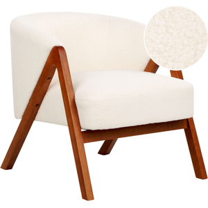 Beliani Armchair Off-White Bouclé Fabric Accent - Modern Design Living Room Beliani Armchair Off-White Bouclé Fabric Accent - Modern Design Living Room