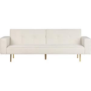 Beliani Sofa Bed Visnes Velvet Off-White - 3 Seater Beliani Sofa Bed Visnes Velvet Off-White - 3 Seater