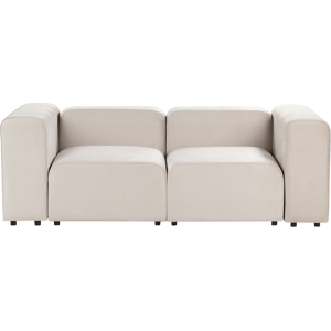 Beliani Modular Sofa 2 Seater FALSTERBO Velvet Beige Beliani Modular Sofa 2 Seater FALSTERBO Velvet Beige