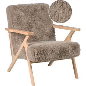 Beliani Armchair KISA Faux Fur Taupe Beliani Armchair KISA Faux Fur Taupe