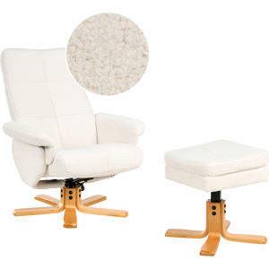 Beliani Recliner Chair EPSE with Footstool Boucle Off-White Beliani Recliner Chair EPSE with Footstool Boucle Off-White