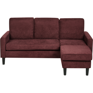 Beliani Sofa 3 Seater AVESTA Fabric Burgundy with Ottoman Beliani Sofa 3 Seater AVESTA Fabric Burgundy with Ottoman