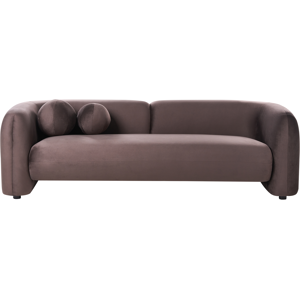 Beliani Sofa 3 Seater LEIREN Velvet Dark Brown Beliani Sofa 3 Seater LEIREN Velvet Dark Brown