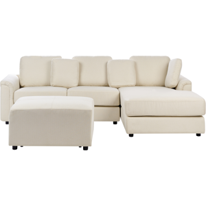 Beliani Sofa L-shape Beige - Modern Corner Couch with Ottoman Beliani Sofa L-shape Beige - Modern Corner Couch with Ottoman