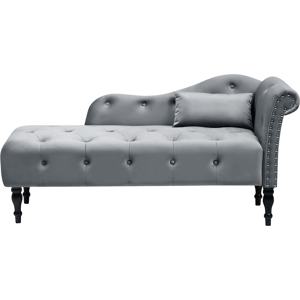 Beliani Right-Hand Chaise Lounge IVRY Velvet Grey Beliani Right-Hand Chaise Lounge IVRY Velvet Grey