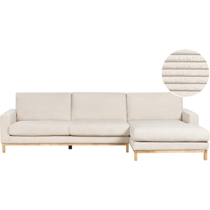 Beliani Corner Sofa 4 Seater SIGGARD Corduroy Light Beige Left Hand Beliani Corner Sofa 4 Seater SIGGARD Corduroy Light Beige Left Hand