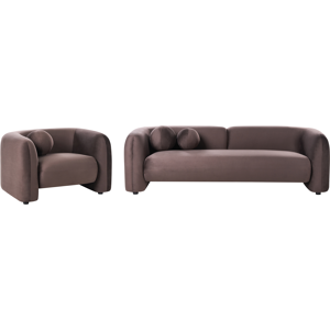 Beliani Living Room Set 4 Seater LEIREN Velvet Dark Brown Beliani Living Room Set 4 Seater LEIREN Velvet Dark Brown