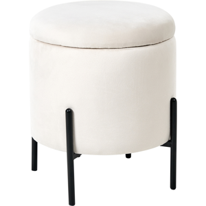 Beliani Storage Pouffe WENONA Velvet Off-White Beliani Storage Pouffe WENONA Velvet Off-White