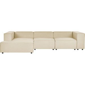 Beliani Beige Linen Modular Right Hand 3 Seater Sofa - Sofa Beliani Beige Linen Modular Right Hand 3 Seater Sofa - Sofa