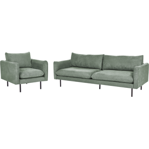 Beliani Living Room Set 4 Seater VINTERBRO Fabric Light Green Beliani Living Room Set 4 Seater VINTERBRO Fabric Light Green