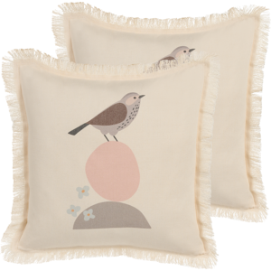 Beliani Set of 2 Light Beige Animal Pattern Cushions - Cushions Beliani Set of 2 Light Beige Animal Pattern Cushions - Cushions