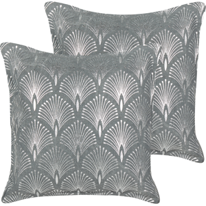 Beliani Hoya Geometric Grey Cotton Cushions - Cushions Beliani Hoya Geometric Grey Cotton Cushions - Cushions