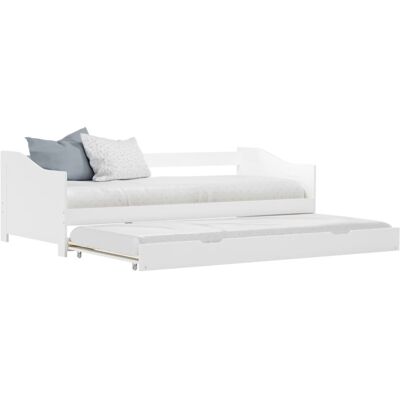 vidaXL Pull-out Sofa Bed Frame White Pinewood 90x200cm Guest Sleepover Beds - Pull-out Sofa Bed Frame vidaXL Pull-out Sofa Bed Frame White Pinewood 90x200cm Guest Sleepover Beds - Pull-out Sofa Bed Frame