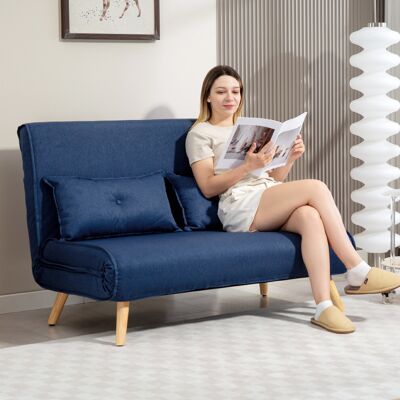 (Grey) HOMCOM Click Clack Sofa Bed, 2-Seater Bed Settee for Living Room (Grey) HOMCOM Click Clack Sofa Bed, 2-Seater Bed Settee for Living Room