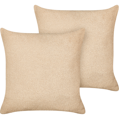 Beliani Set of 2 Decorative Cushions - Sand Beige - Modern Decor Accessories Beliani Set of 2 Decorative Cushions - Sand Beige - Modern Decor Accessories