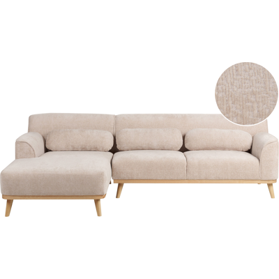 Beliani Large Beige Chenille Corner Sofa - Sofa Beliani Large Beige Chenille Corner Sofa - Sofa