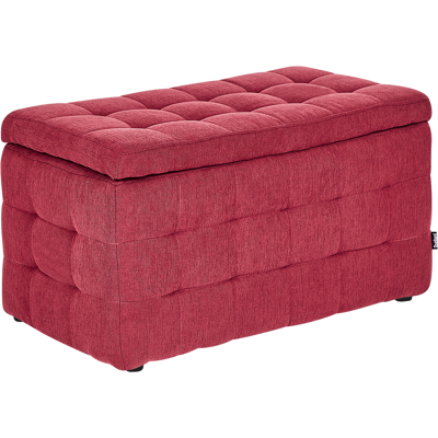 Beliani Michigan Red Upholstered Ottoman with Storage - Ottomans with Storage Beliani Michigan Red Upholstered Ottoman with Storage - Ottomans with Storage