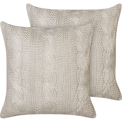 Beliani Set of 2 Cushions - Taupe Cotton - Home Decor Accessories Beliani Set of 2 Cushions - Taupe Cotton - Home Decor Accessories