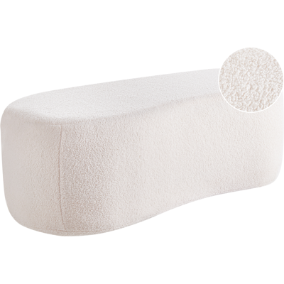 Beliani Bayard White Bouclé Pouf - Modern Scandinavian Style Beliani Bayard White Bouclé Pouf - Modern Scandinavian Style