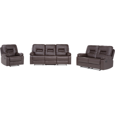Beliani Living Room Set - Reclining Faux Leather - 3 Seater & 2 Seater - Brown Beliani Living Room Set - Reclining Faux Leather - 3 Seater & 2 Seater - Brown