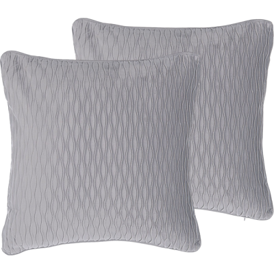 Beliani Set of 2 Grey Embossed Cushions - Cushions Beliani Set of 2 Grey Embossed Cushions - Cushions