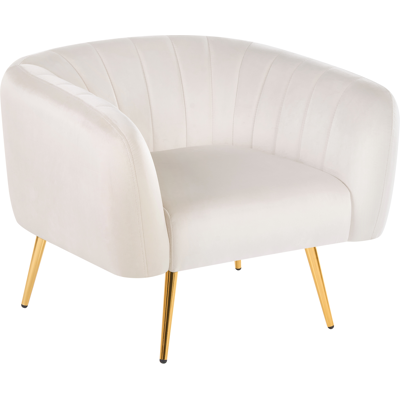 Beliani Armchair Cream Beige Velvet Golden Metal Frame - Armchair Beliani Armchair Cream Beige Velvet Golden Metal Frame - Armchair