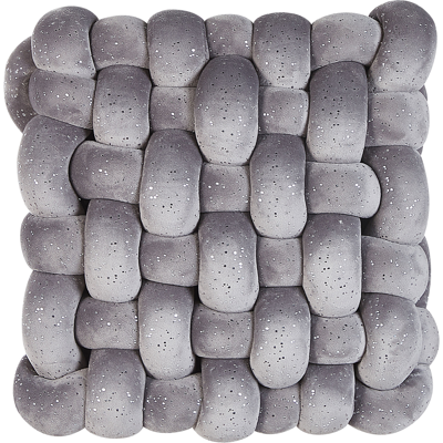 Beliani Grey Velvet Knot Cushion - 30x30cm - Modern Decor Beliani Grey Velvet Knot Cushion - 30x30cm - Modern Decor