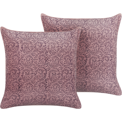 Beliani Pink Velvet Floral Cushions - Decor Accessories Beliani Pink Velvet Floral Cushions - Decor Accessories