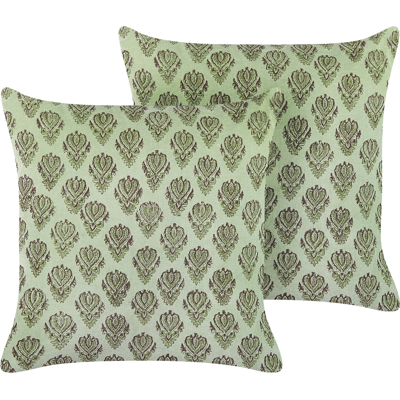 Beliani Velvet Floral Cushions - 45x45cm - Green Beliani Velvet Floral Cushions - 45x45cm - Green