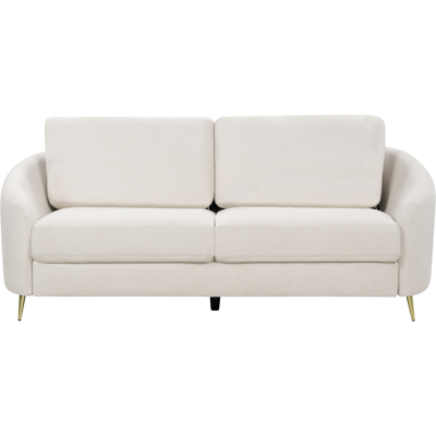 Beliani Sofa Light Beige Fabric Upholstery Gold Legs - Sofa Beliani Sofa Light Beige Fabric Upholstery Gold Legs - Sofa
