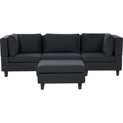 Beliani 3-Seater Modular Fabric Sofa with Ottoman Black - Sofa Type Beliani 3-Seater Modular Fabric Sofa with Ottoman Black - Sofa Type