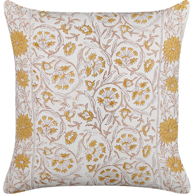 Beliani Cotton Cushion Floral Pattern 45 x 45 cm White and Yellow CALATHEA - Cushion Beliani Cotton Cushion Floral Pattern 45 x 45 cm White and Yellow CALATHEA - Cushion