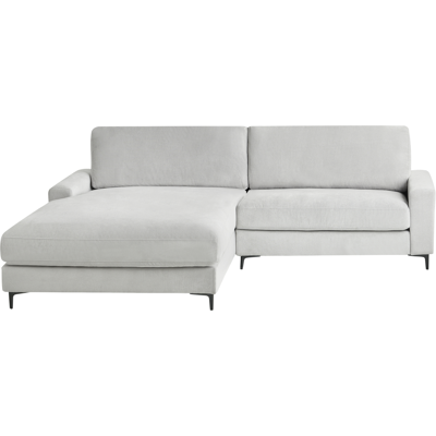 Beliani Right Hand Corner Sofa Light Grey Fabric Polyester Metal Black Legs - Corner Sofa Beliani Right Hand Corner Sofa Light Grey Fabric Polyester Metal Black Legs - Corner Sofa