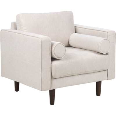 Beliani Armchair Beige Upholstered Cushioned Thickly Padded Backrest Classic Retro Design Living Room - Armchair Beliani Armchair Beige Upholstered Cushioned Thickly Padded Backrest Classic Retro Design Living Room - Armchair