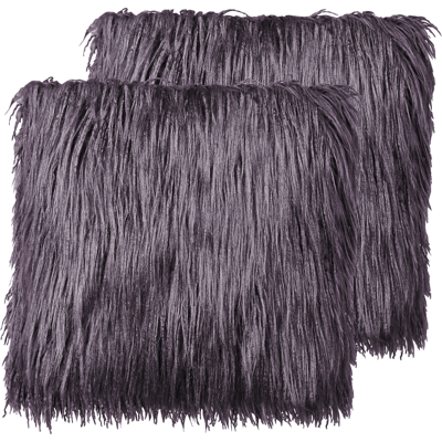 Beliani Set of 2 Faux Fur Grey Cushions - Decor Beliani Set of 2 Faux Fur Grey Cushions - Decor