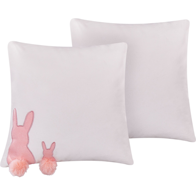Beliani Set of 2 Cushions White with Pink Cotton - Animal Pattern Decor Beliani Set of 2 Cushions White with Pink Cotton - Animal Pattern Decor